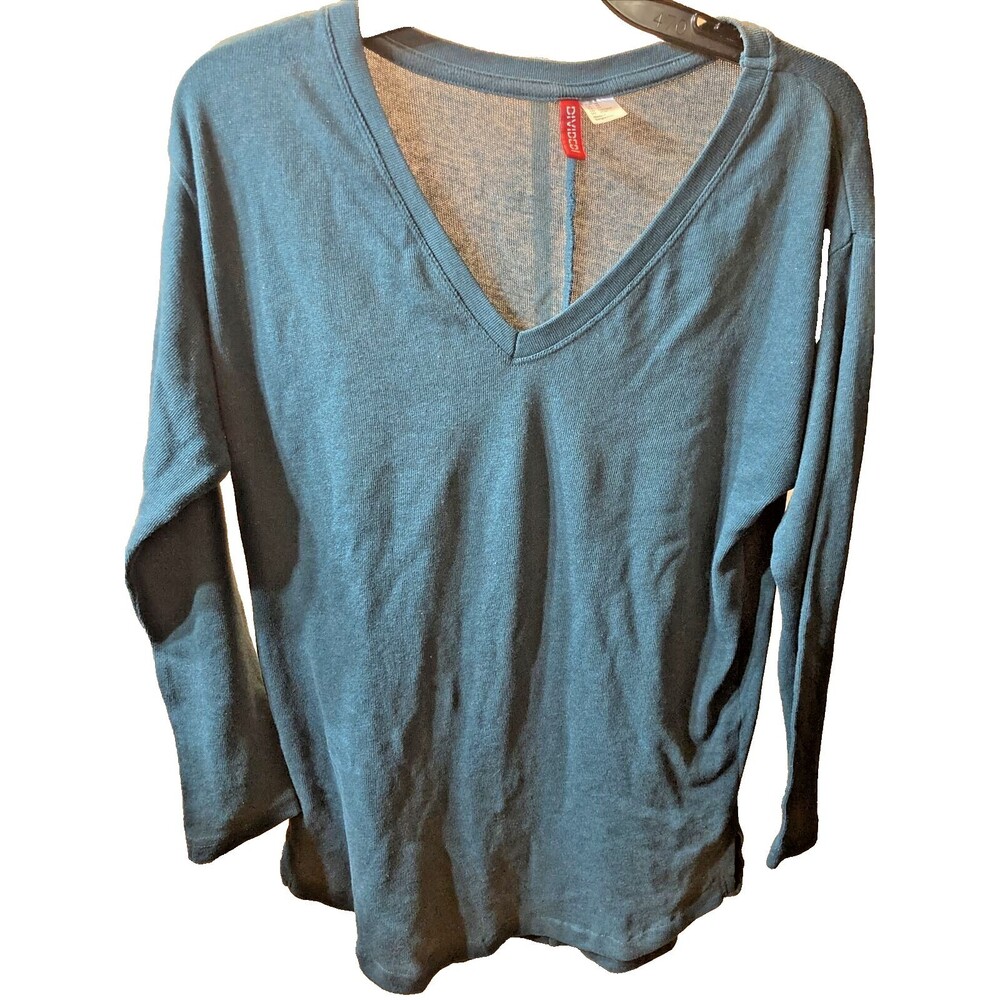 H M Divided Green V Neck Shirt Size XS